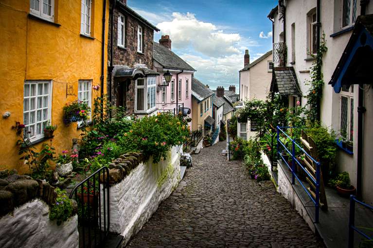 Colourful houses in narrow street in Clovelly
