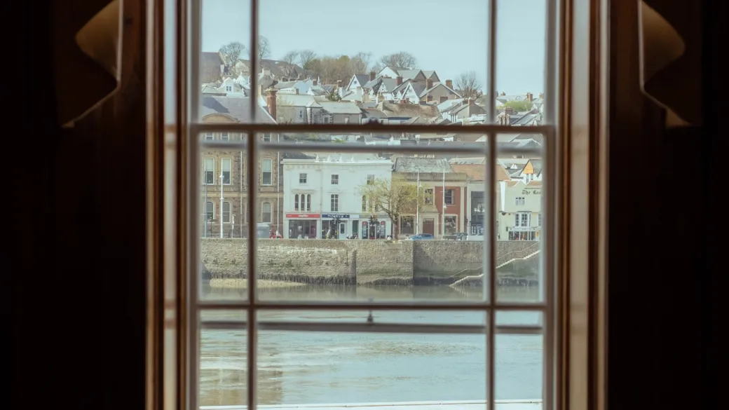 The riverside view from the Merchants Bistro Restaurant in East the Water Bideford
