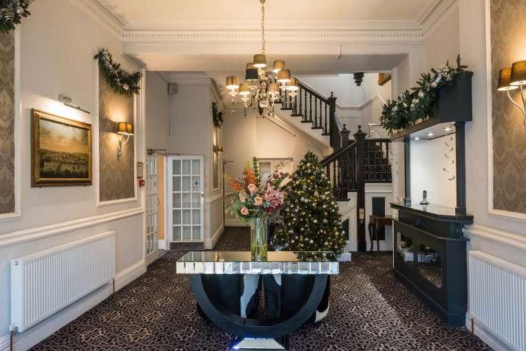 Royal Hotel Foyer and Reception with Christmas Decorations