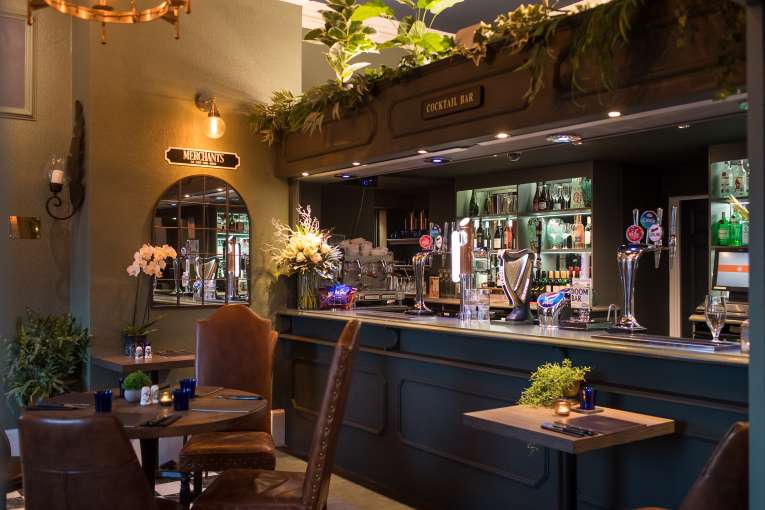 Bar area in Merchants Bistro