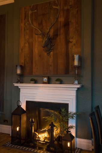 Fireplace in Merchants Bistro