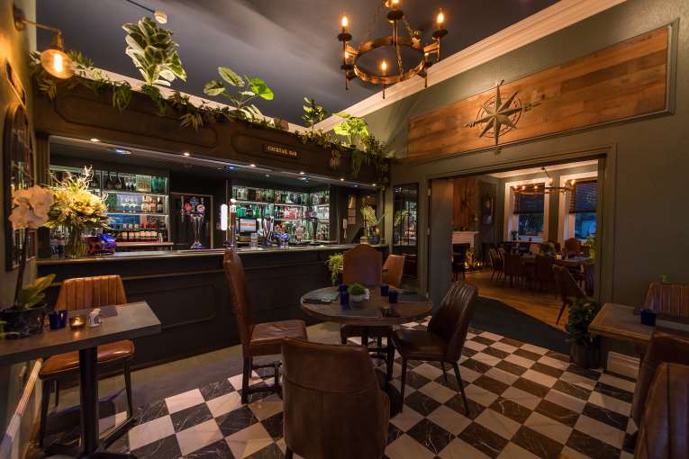 Bar area in Merchants Bistro