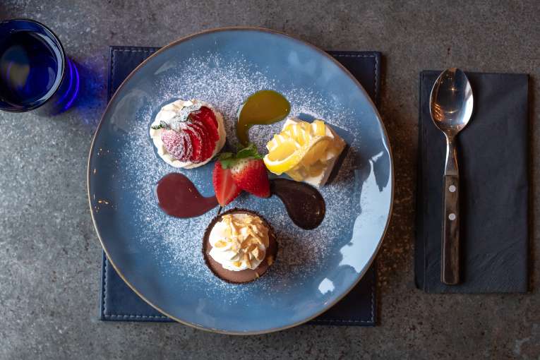 Birdseye View of Trio of Desserts 