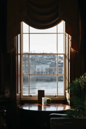 A view over the river from The Kingsley Lounge inside The Royal Hotel Bideford