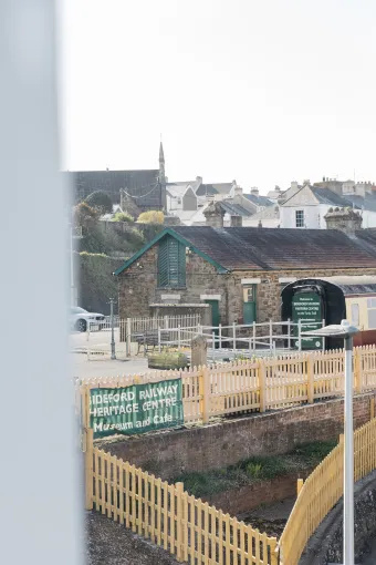 A view to the old Tarka Line train station from a bedroom at The Royal Hotel Bideford