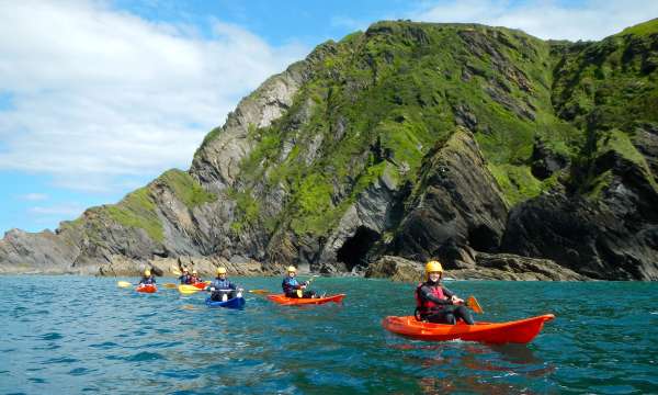 Group of people in canoes