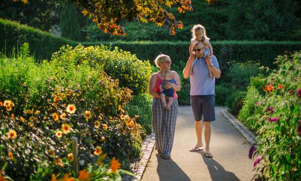 family in RHS Rosemoor gardens