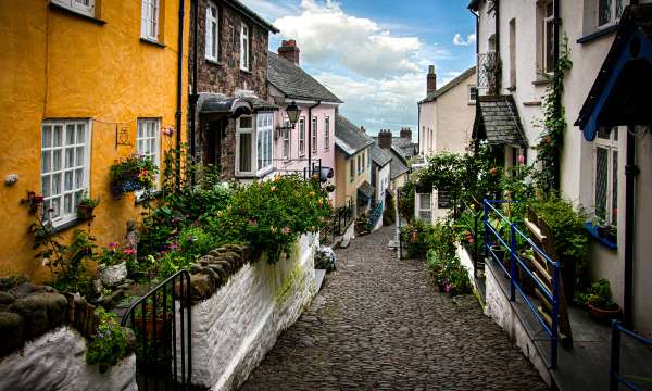 Colourful houses in narrow street in Clovelly