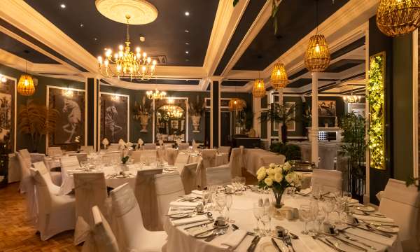 wedding reception in Palm Court