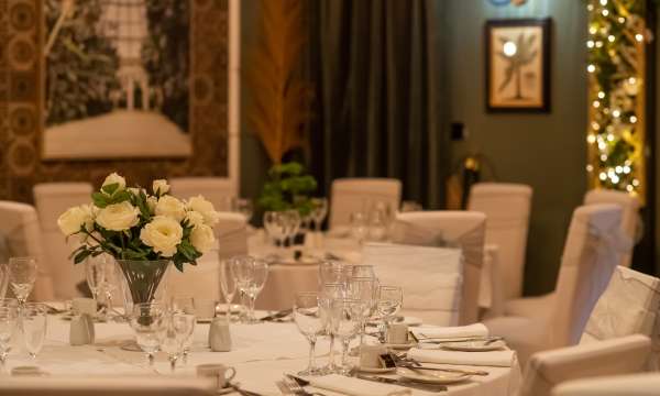 Table laid up for a special occasion in Palm court