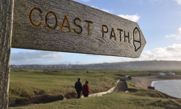 Coast path sign at Northam Burrows