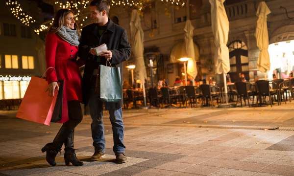Couple shopping at Christmas Market