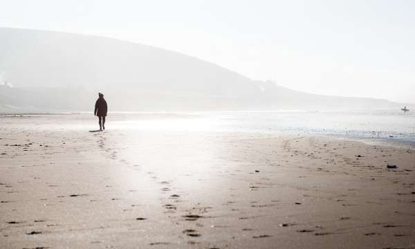 Walking on winter beach 