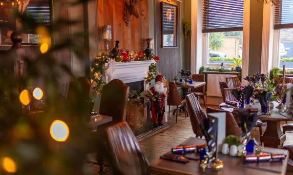 Christmas decorations in Merchants Bistro 