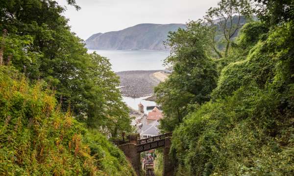 Panoramic view from Lynton and Lynmouth Cliff Railway