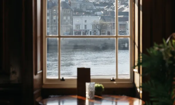 A view over the river from The Kingsley Lounge inside The Royal Hotel Bideford