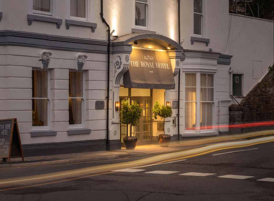 Royal Hotel Entrance Exterior Nighttime