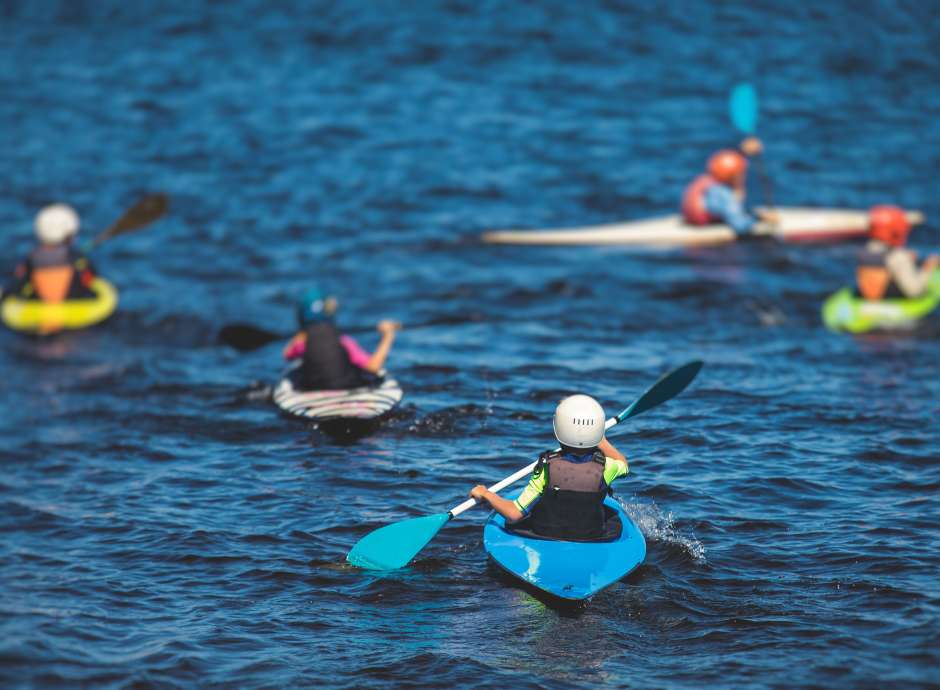 Group of people canoeing