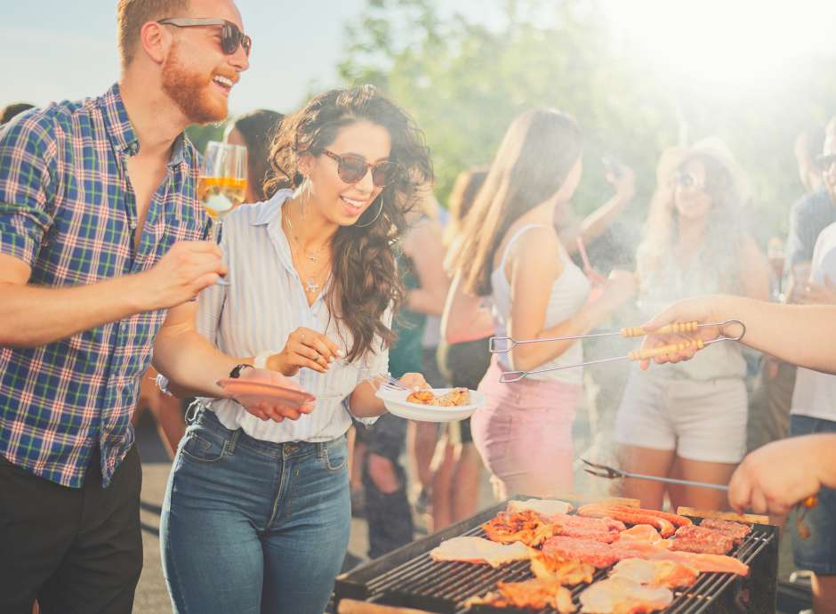 Group of people at a BBQ