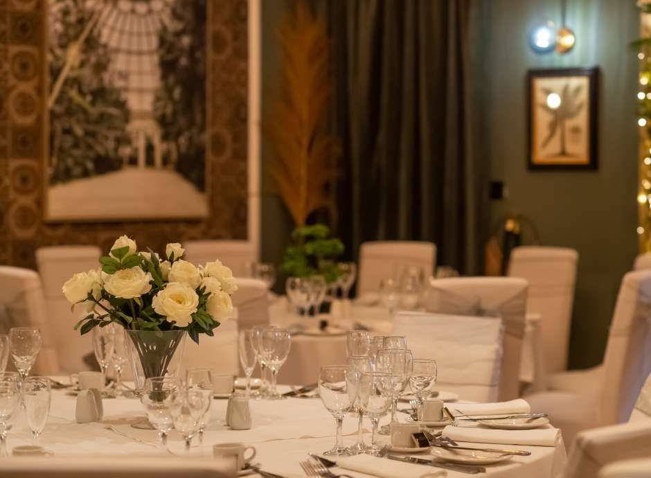 Table laid up for a special occasion in Palm court