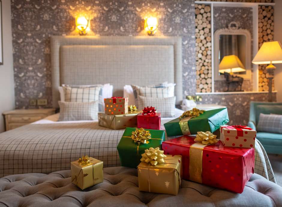 presents on bed 