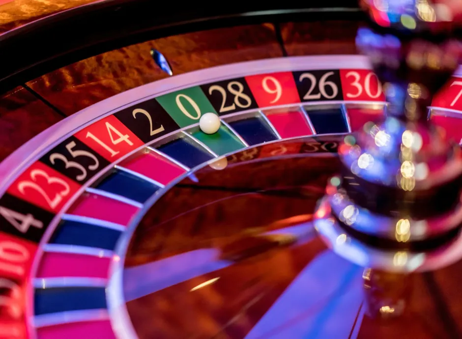 Close up of a roulette table