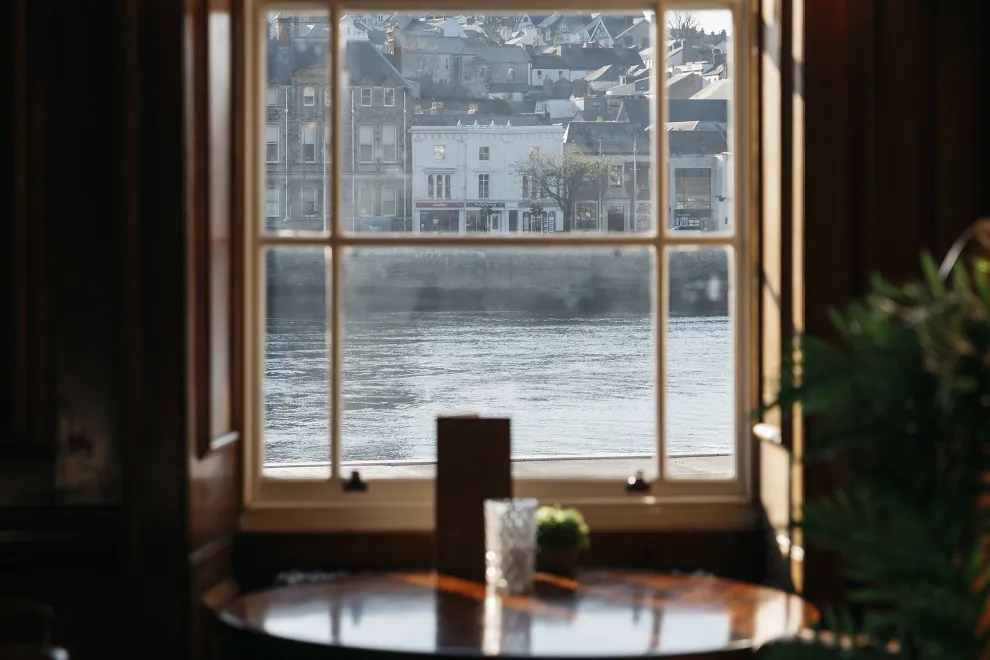 A view over the river from The Kingsley Lounge inside The Royal Hotel Bideford
